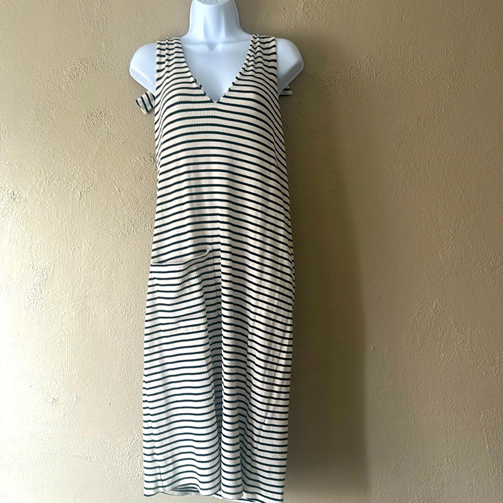 Rita row cream and navy knit dress
